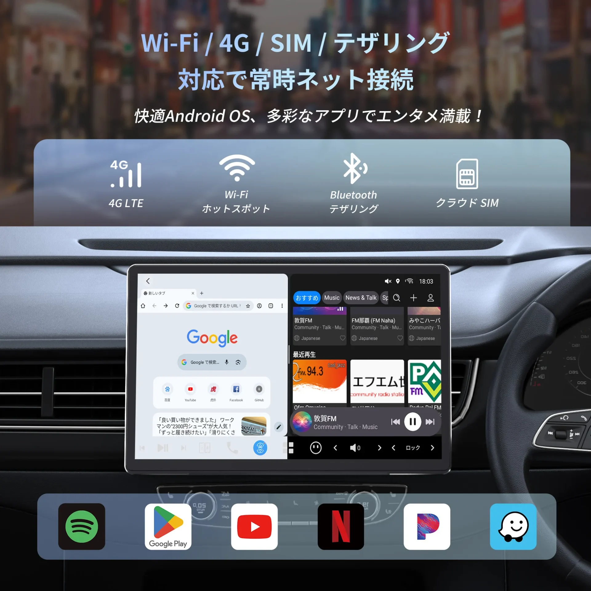 V13G114 14インチ FlexView Pro フローティングAndroidナビ - 画像 (5)